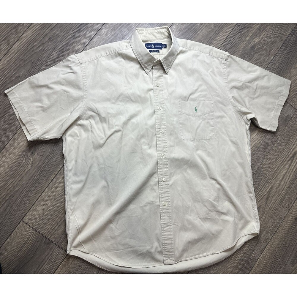 Ralph Lauren Shirt Mens Size XL Khaki Blake Safarai Button Down Beach Neutral